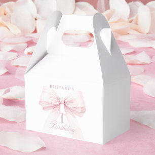 Coquette Rosa Bow Första födelsedag Presentaskar