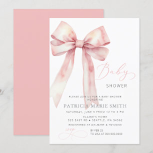 Coquette Rosa Bow Girl Baby Shower Inbjudningar