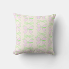 Coquette Rosa Bow Grönt Bow Cute Girly Pillow Kudde