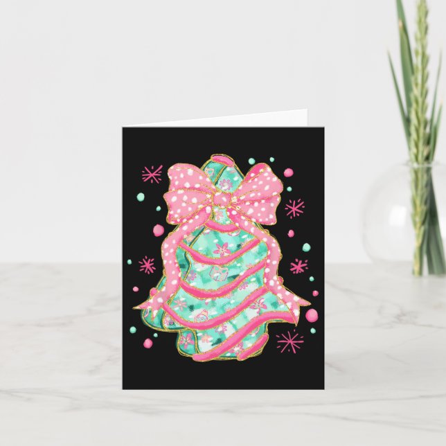 Coquette Rosa Bow Julgran Cake Preppy Chris Kort (Framsida)