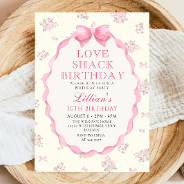 Coquette Rosa Bow Kärlek Shack Birthday-inbjudan Inbjudningar
