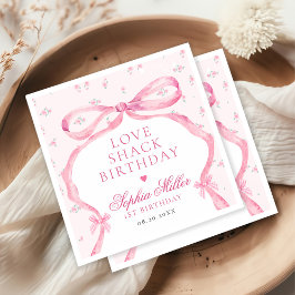 Coquette Rosa Bow Kärlek Shack Birthday Pappersservett