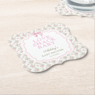 Coquette Rosa Bow Kärlek Shack Girl Baby Shower Underlägg Papper