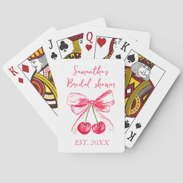Coquette Rosa Bow Körsbär Brud Bröllopsdusch  Casinokort (Baksidan)
