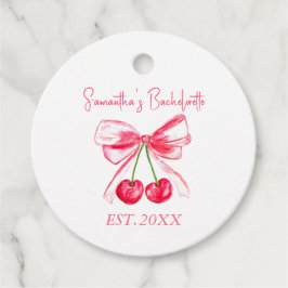 Coquette Rosa Bow Körsbär Sjungande Möhippa  Gåvor Etiketter