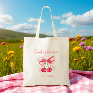 Coquette Rosa Bow Körsbär Sjungande Möhippa Tygkasse