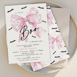 Coquette Rosa Bow Little Boo Baby Shower Inbjudningar