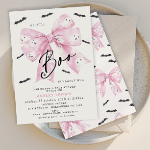 Coquette Rosa Bow Little Boo Baby Shower Inbjudningar