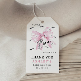 Coquette Rosa Bow Little Boo Baby Shower Presentetikett
