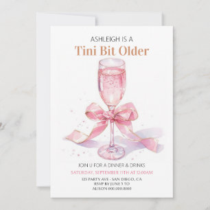 Coquette Rosa Bow Martini Birthday Inbjudningar
