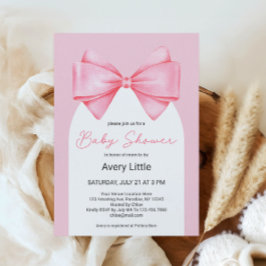 Coquette Rosa Bow Modern Girl Baby Shower Inbjudningar