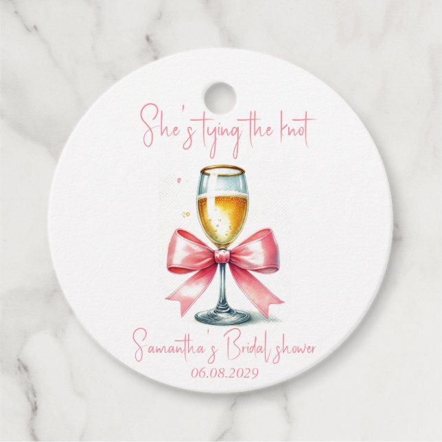 Coquette Rosa Bow-Möhippa Gåvor Etiketter (Framsida)