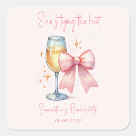 Coquette Rosa Bow Möhipparty  Fyrkantigt Klistermärke