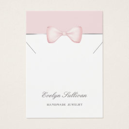 Coquette rosa bow necklace visning card visitkort