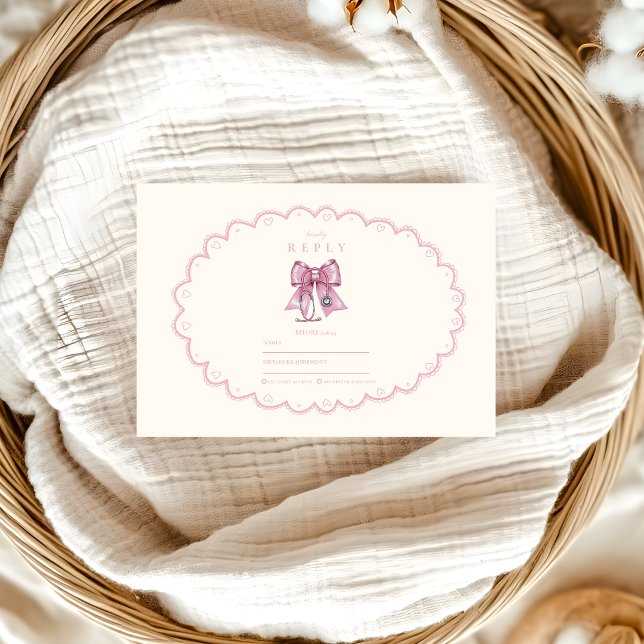 Coquette Rosa Bow Nursing School Student OSA Kort (Skapare uppladdad)