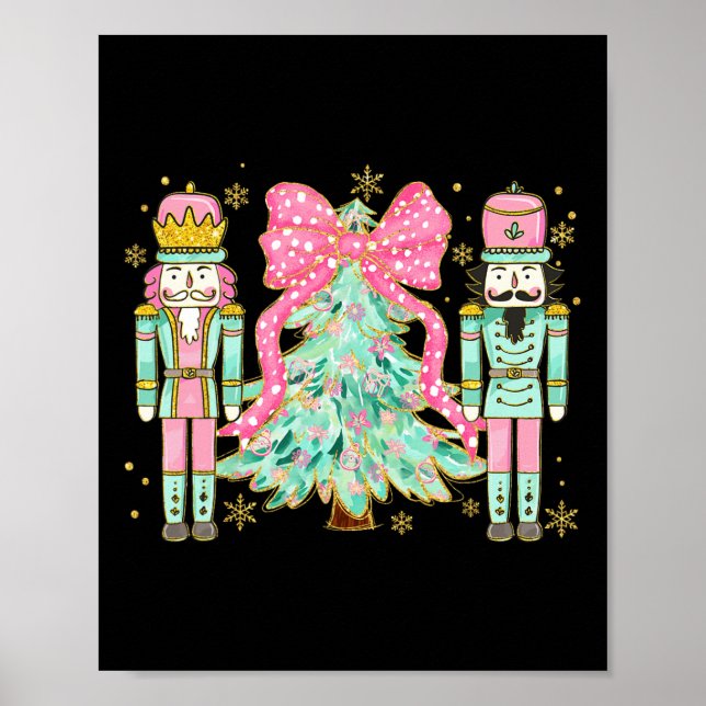 Coquette Rosa Bow Nutcracker Julgran Preppy Poster (Framsidan)