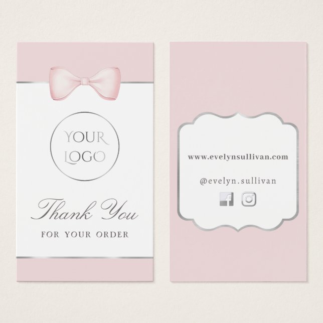 Coquette rosa bow paket infogning visitkort (Framsida & baksida)
