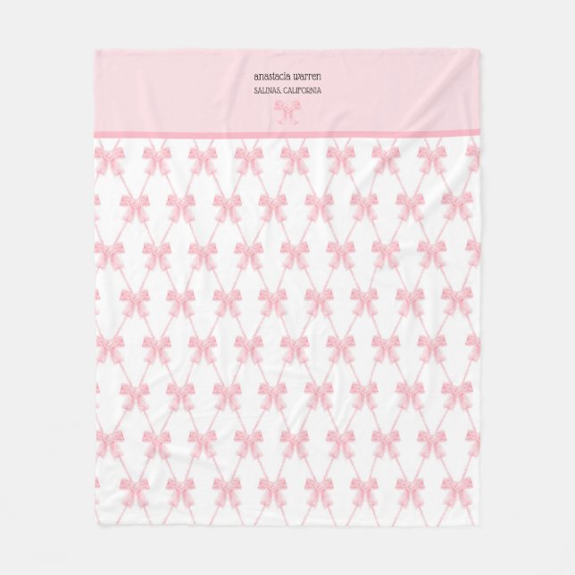 Coquette Rosa Bow-Personlig Fleecefilt (Framsidan)
