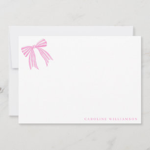 Coquette Rosa Bow Personlig Namn Stationery Tack Kort