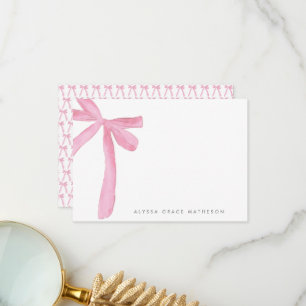 Coquette Rosa Bow Personlig Namn Tack Kort