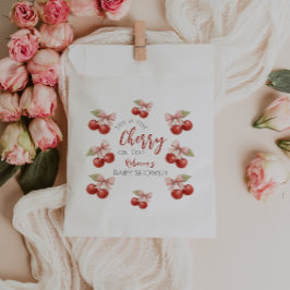 Coquette Rosa Bow Red Cherry på Top Baby Shower