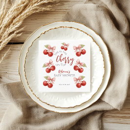 Coquette Rosa Bow Red Cherry på Top Baby Shower Pappersservett