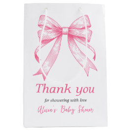 Coquette Rosa Bow Retro Girl Baby Shower
