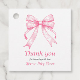 Coquette Rosa Bow Retro Girl Baby Shower Gåvor Etiketter