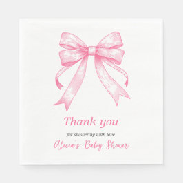 Coquette Rosa Bow Retro Girl Baby Shower Pappersservett