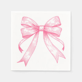 Coquette Rosa Bow Retro Girl Baby Shower Pappersservett