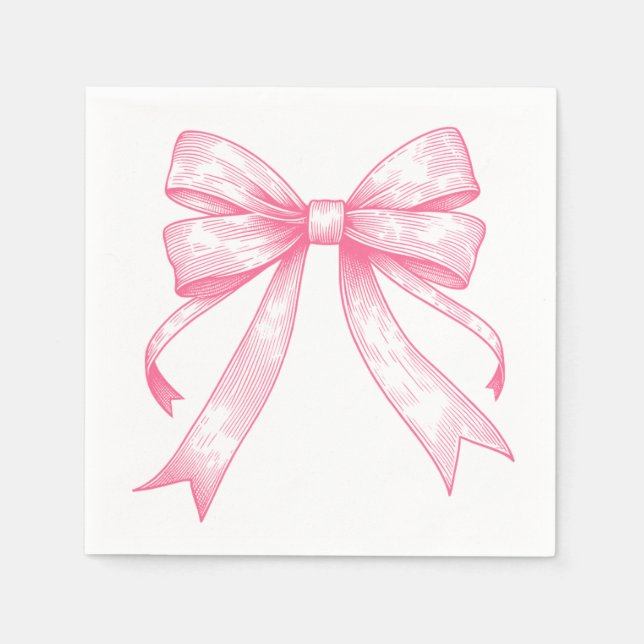 Coquette Rosa Bow Retro Girl Baby Shower Pappersservett (Framsidan)