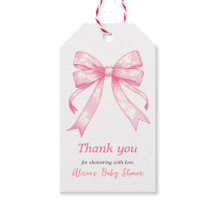 Coquette Rosa Bow Retro Girl Baby Shower