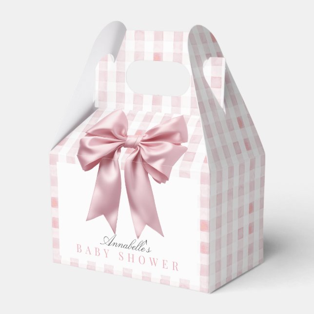Coquette Rosa Bow Ribbon Girl Baby Shower Presentaskar (Framsidan Sidan)