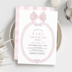 Coquette Rosa Bow Ribbon Ram Girl Baby Shower Inbjudningar