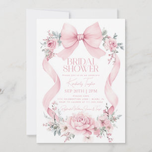 Coquette Rosa Bow Ro Flowers Möhippa Inbjudningar