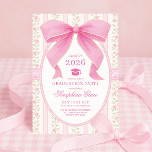 Coquette Rosa Bow Shabby chic Studentfest Inbjudningar