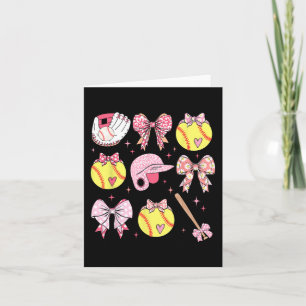 Coquette Rosa Bow Softball Mamma Mors dag Kort
