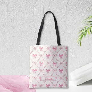 Coquette Rosa Bow Tote Tygkasse