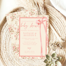 Coquette Rosa Bow Whimsical Cute Baby Shower
