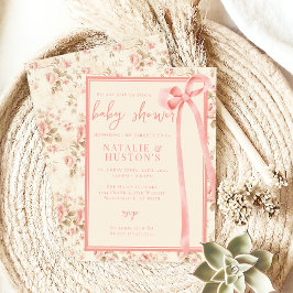 Coquette Rosa Bow Whimsical Cute Baby Shower Inbjudningar