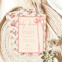 Coquette Rosa Bow Whimsical Cute Baby Shower