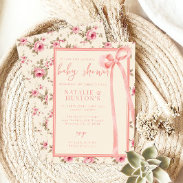 Coquette Rosa Bow Whimsical Cute Baby Shower Inbjudningar