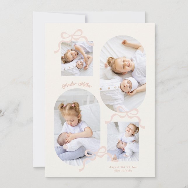 coquette rosa bows collage 4 Photo Girl baby Meddelande (Framsida)