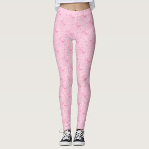 Coquette Rosa Bows Hand plockade Mönster Leggings