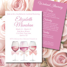 Coquette Rosa Bows och Vin Bachelorette Helg