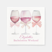 Coquette Rosa Bows och Vin Bachelorette