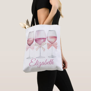 Coquette Rosa Bows och Vin Bachelorette Tygkasse