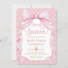 Coquette Rosa Bows Sweet sixteen 16 16:e födelseda Inbjudningar