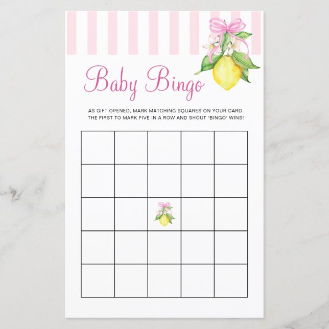 Coquette Rosa Citron Baby Bingo Spel (Framsida)