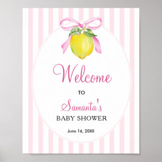 Coquette Rosa Citron Baby Shower Välkomstskylt Poster